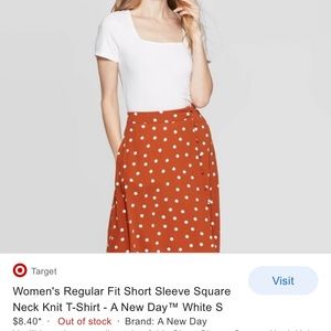 A New Day Square Neck Ribbed White Top Size Medium